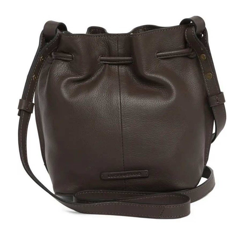 Lucky Brand Dark Brown Leather Drawstring Crossbody Bag